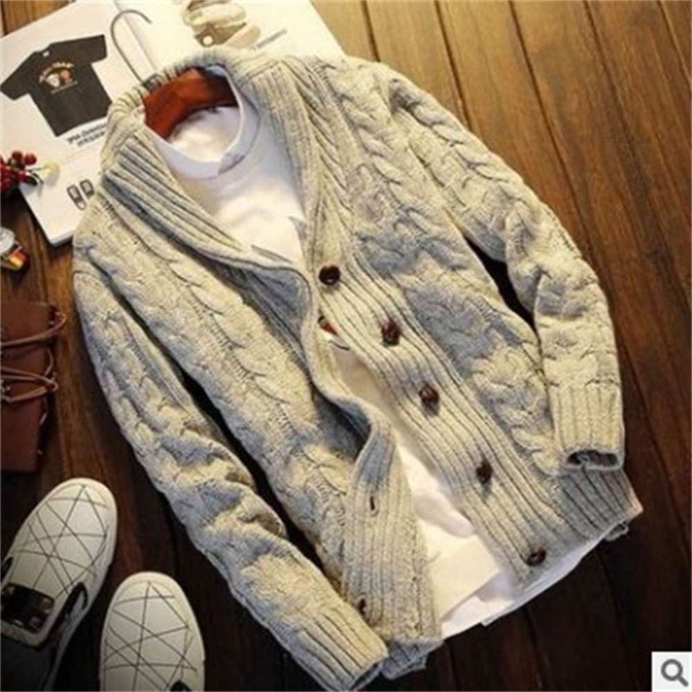 

2022 new men's Lapel cardigan sweater fashion youth long sleeve sweater winter sweaters for women, Beige
