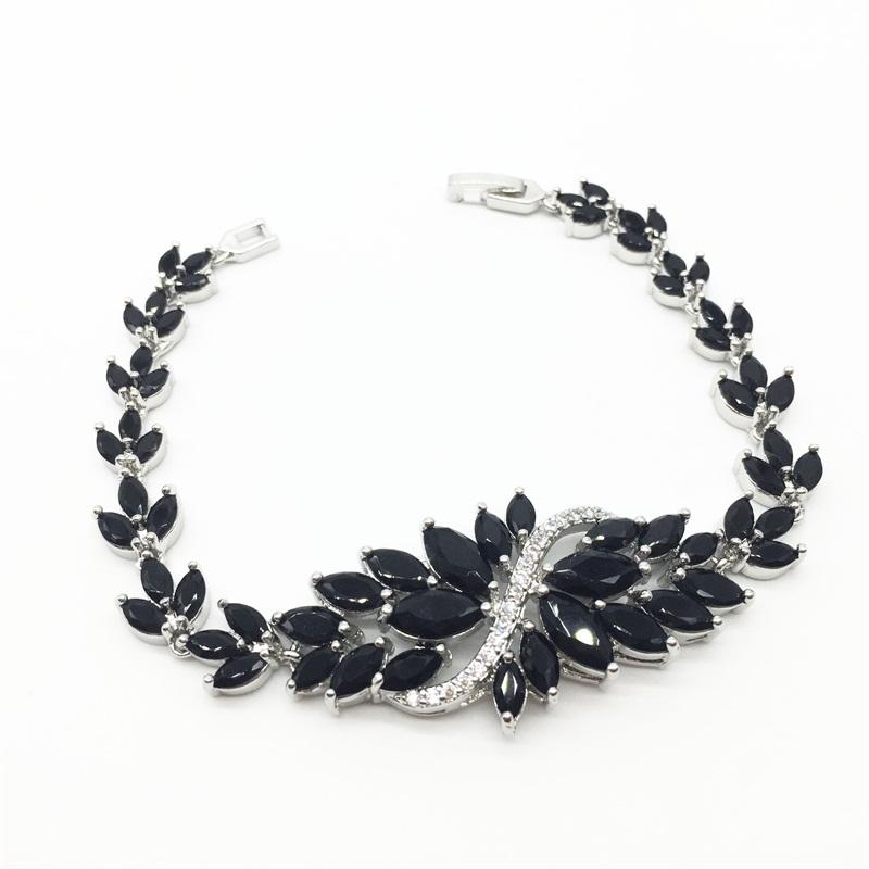 

Link, Chain High Quality Cluster Flower Black Colorful Cubic Zirconia Stone Bracelet For Women Summer Jewelry