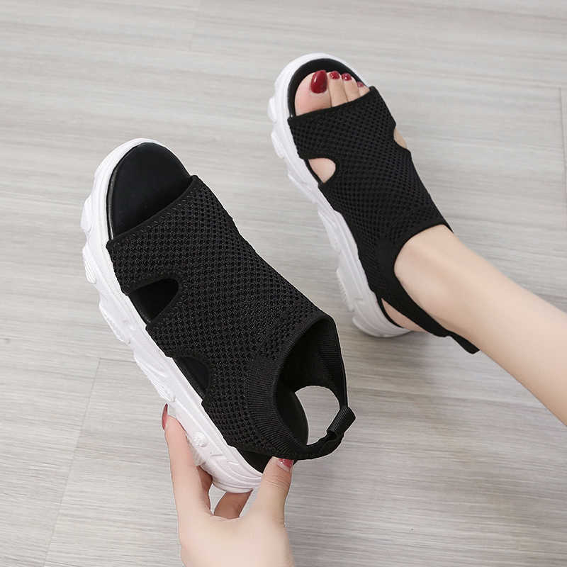 

Sandals Ladies Summer New Fashion Ladies Sandals 2021 Solid Color Fashion Versatile and Comfortable Open Toe Platform Shoes Y0721, Black