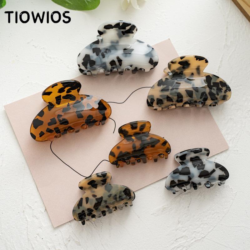 

hair clips & barrettes tiowios 2021 korean acrylic grip clip horsetail ornament marble simple large coil hairpin woman, Golden;silver