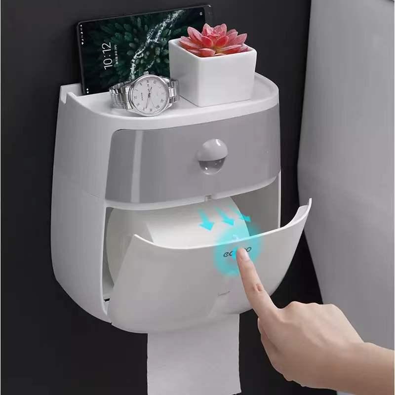 

Toilet Paper Holders Wall Mount Towel Holder Home Waterproof Drawer Storage Box Double-layer Roll Shelf Bathroom Accessories