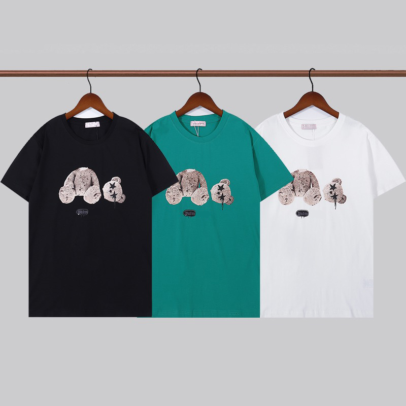 

Sommer Herren Men's T-Shirts Mode-Designer Hohe Qualität Bären-Druck Kurzarm 3 Farben Junge Menschen Hip Hop Streetwear Größe M-3XL, White