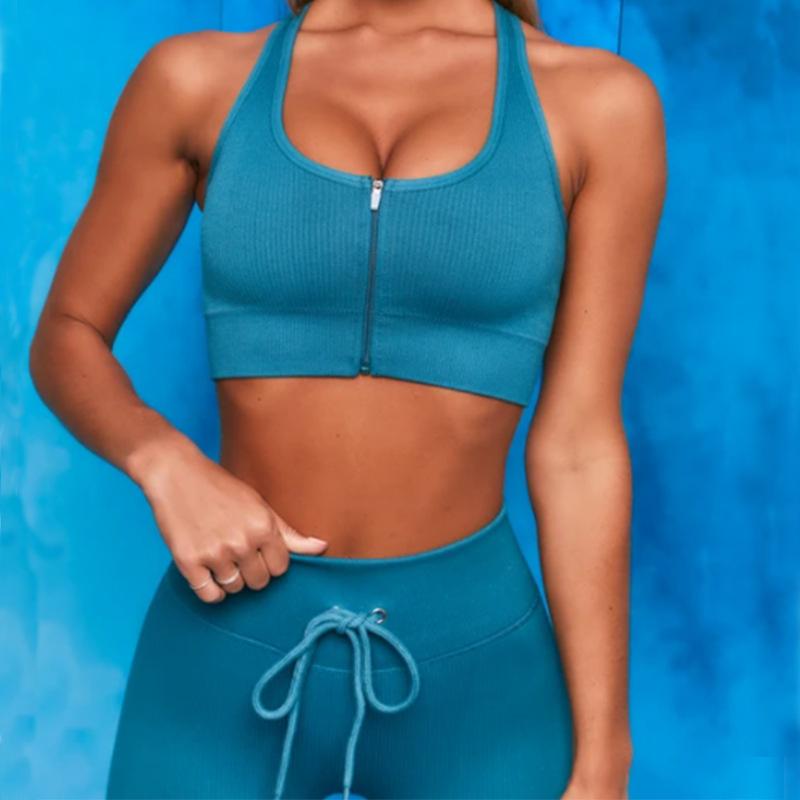 

Zipper Seamless Yoga Set Women Feamle 2 Two Piece Crop Top Bra Drawstring Shorts Sportsuit Workout Outfit Sport Gym Wear Clothes, White set