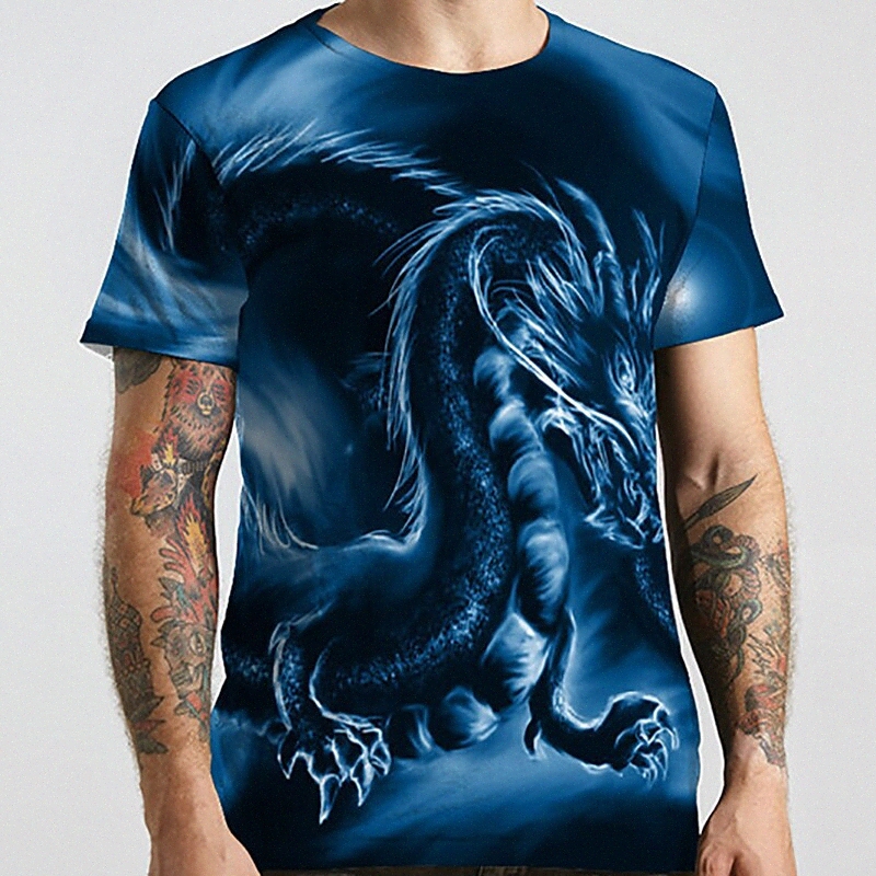 Men's Unisex Tee T shirt Shirt 3D Print Dragon Graphic Prints Animal Plus Size Round Neck Casual Daily Print Short Sleeve Tops Basic Designer B