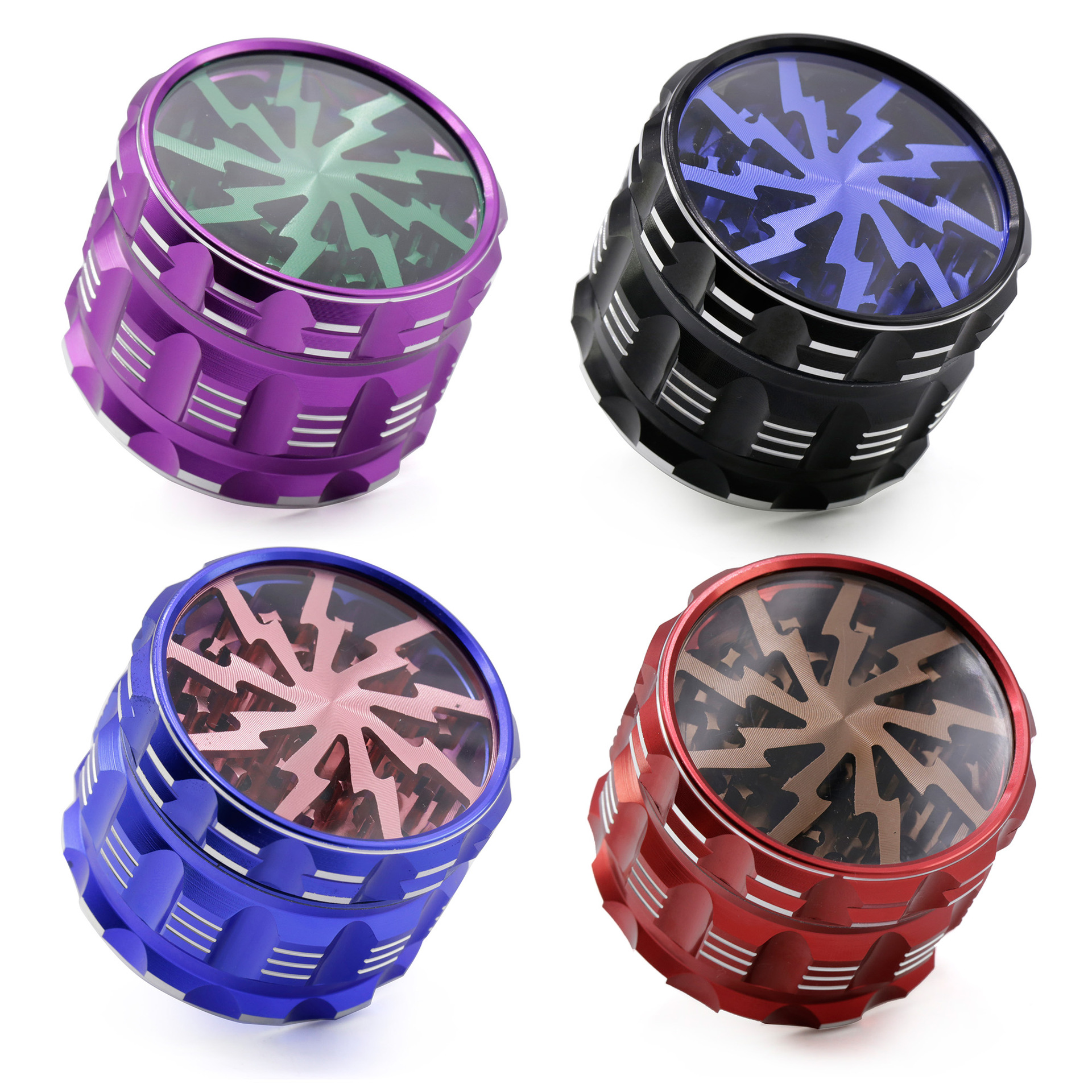 

Smoking Grinders Accessories Slicer Four Layers 63MM Aluminium Alloy al sÃ¡eqa with flat pattern polygen Herb Grinder Tobacco Crusher