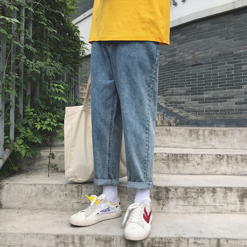 

2021 New Men's Fashion Brand Baggy Homme Classic Jeans Blue Color Straight Casual Pants Male Loose Biker Denim Trousers Size -2xl Ddgr