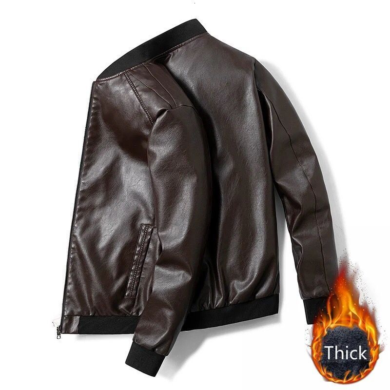 

2021 New Flight Bomber Leather Military Jacket Men Black Brown Vintage Coat Male Winter Thicken Warm Fleece Parkas Waie, Wine red