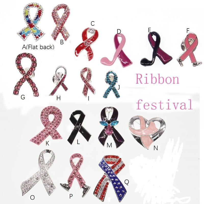 

Pins, Brooches Ribbon Festival Various Ribbons Prevent Cancer Identification Breast Awareness Rhinestone Crystal Brooch Pin, Gray