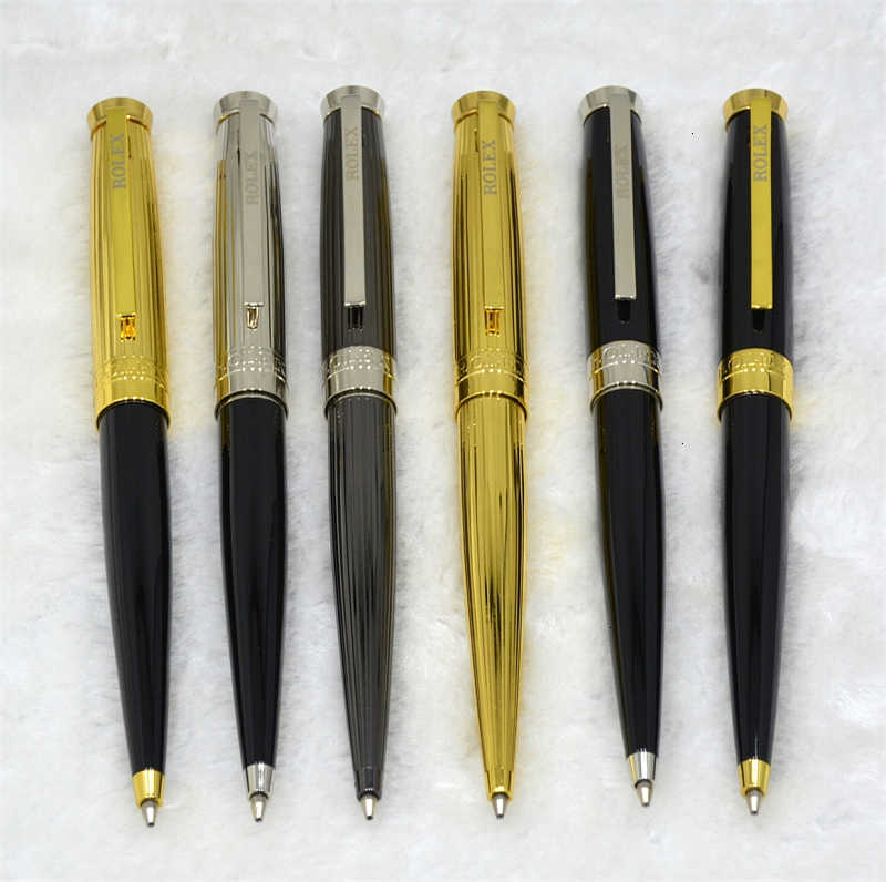 

Gold Brands Ballpoint Pen Writing Stationery Luxurys ROX Silver Gray Metal Ball Pen School Business Office Write Supplies Gift Pens, Blue;orange