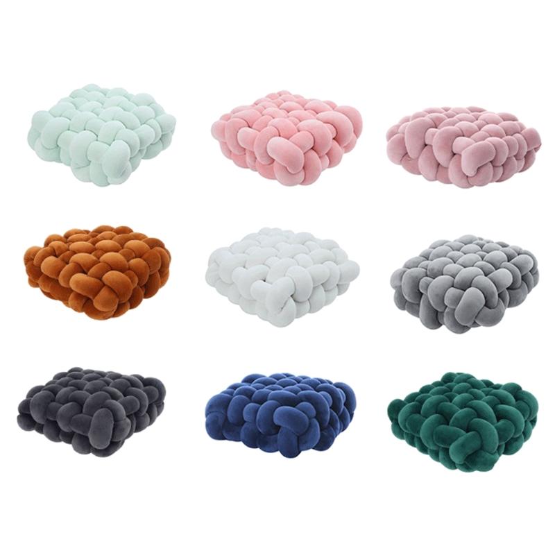 

Cushion/Decorative Pillow Nordic Handmade Woven Plush Square Seat Back Cushion Knotted Stuffed Solid Color Thick Chair Pad Floor Waist, Blue