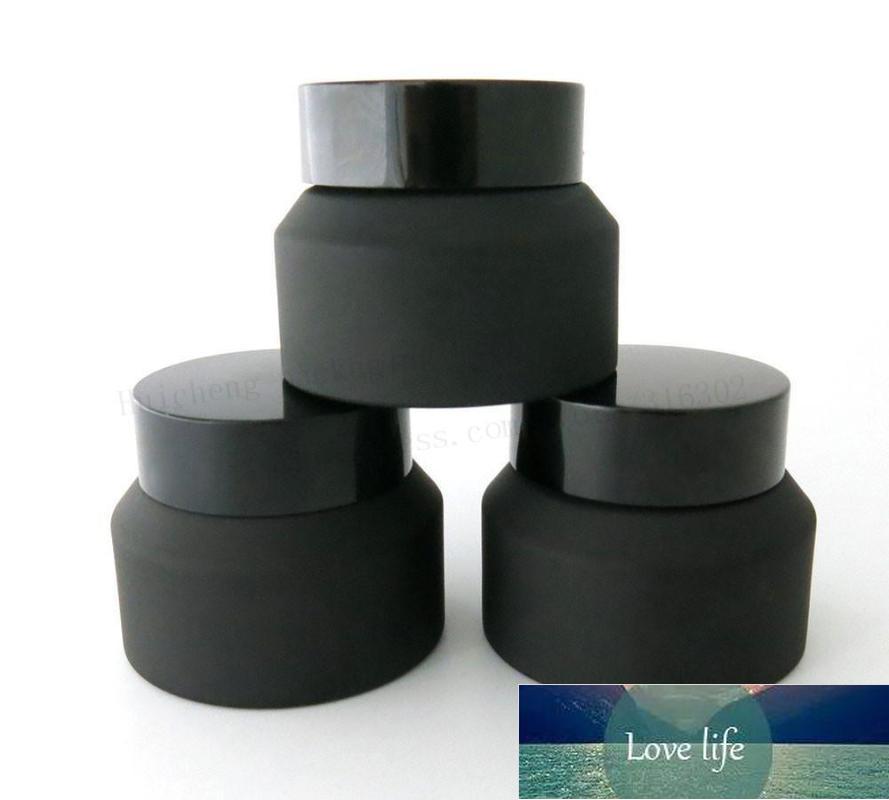 

15g 30g 50g Frost Black Glass Cream Jar With Lids White Seal Insertion Container Cosmetic Packaging Glass Cream Pot