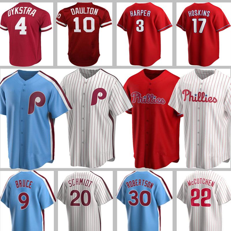 

Custom Phillies 3 Bryce Jerseys 20 Mike Schmidt Harper 10 Darren Daulton McCutchen Aaron Nola Realmuto Franco Dykstra Williams Bruce, Blue;black