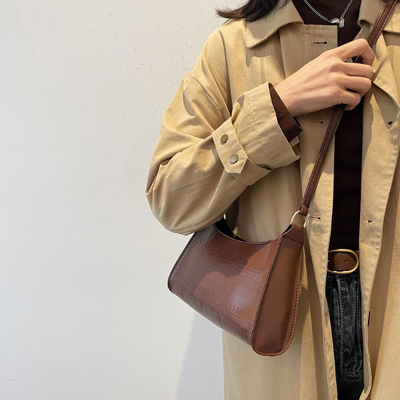 

Youth Ladies Simple Versatile Bag Fashion Alligator PU Messenger Bag Women Solid Fashion Portable Shoulder Pouches, Black