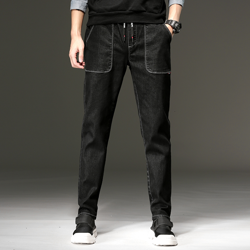 

2021 New s Mens Denim Wash Business Trousers Men Fashions Sim Casual Full Length Ny Jsd8, Black