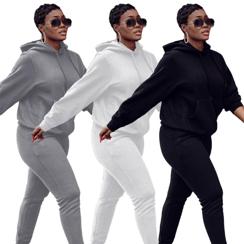 

Women's Two Piece Pants Women Sweatsuit Set Casual Tracksuit 2022 Arrivals Sweatpants And Hoodie Ladies Jogger Suit Two-piece Loungewear, White