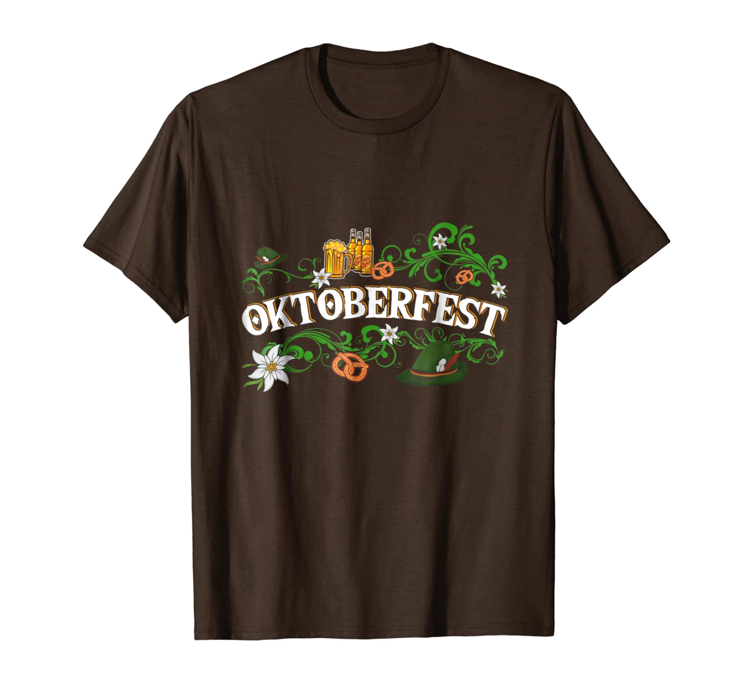 

oktoberfest t shirt funny beer hat pretzel and edelweiss, White;black