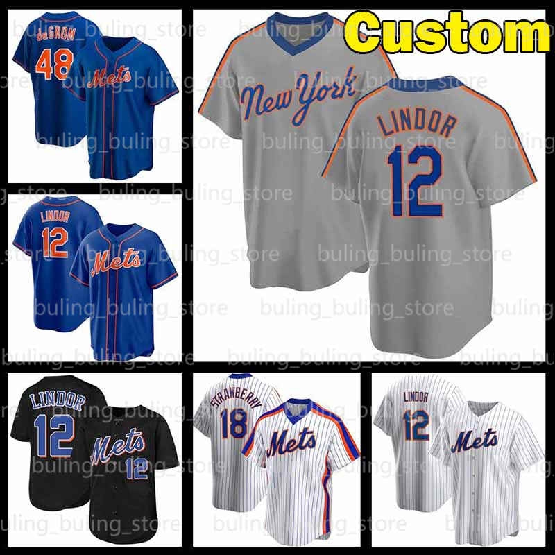 

2021 New Custom 12 Francisco Lindor Jeff McNeil Jersey Jacob deGrom Pete Alonso Mets Dwight Gooden Keith Hernandez Darryl Strawberry York, Custom 2020 new retro (dadouhui)