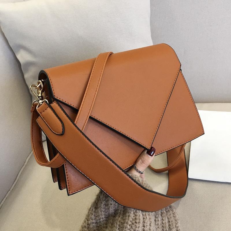 

Women's Bag With A Wide Strap Luxury Korean Shoulder Bag Women Leather Women Messenger Handbags Personality Small Square, Black