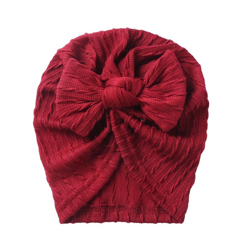

Caps & Hats D7WF Baby Hat Turban Cute Bow Knitted Beanie Headwrap Born Soft Cotton Solid Color Bonnet Infant Kids Headwear, Yellow