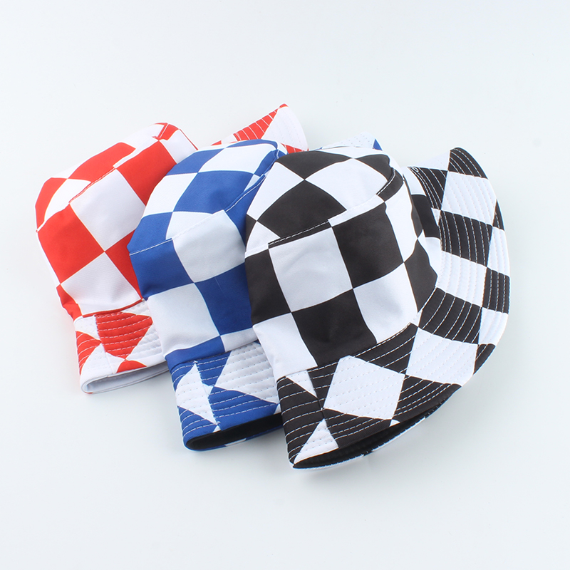 

2021 Panama Bucket Hat Reversible Big Plaid Fisherman Hat For Men Women Fashion Harajuku Hip Hop Cap Bob Gorro, B plaid black