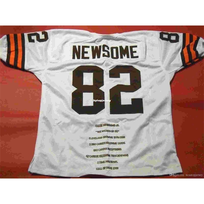 

retro #82 OZZIE Cheap NEWSOME CUSTOM STAT MITCHELL & NESS Jersey LAST ONE white Mens Stitching High-end Size S-5XL Football Jerseys College, Black