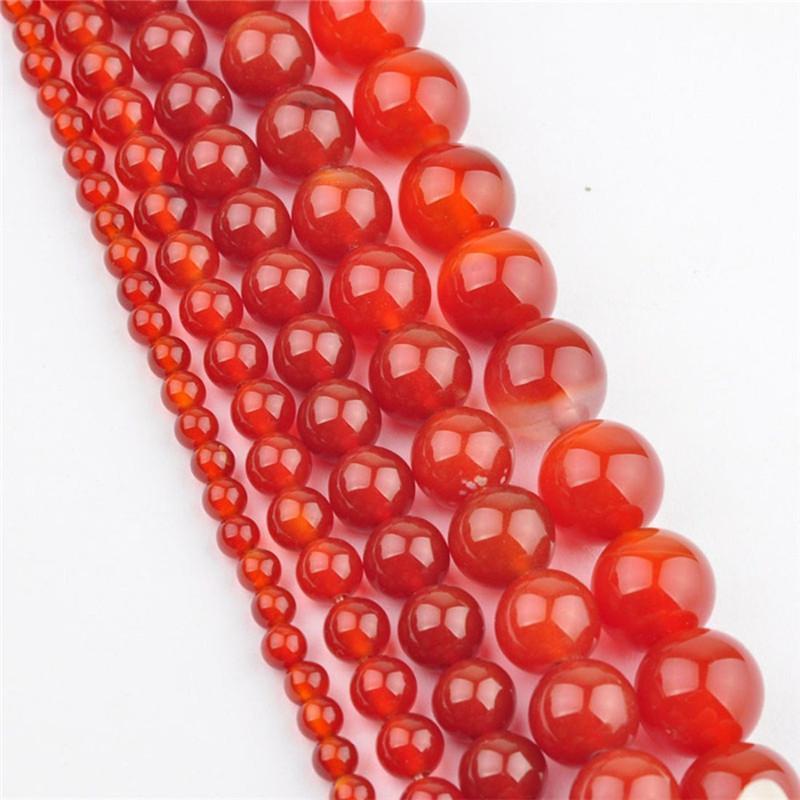 

Other Natural Red Agate Stone Spacer Loose Beads Jewelry Making Wholesale Round DIY For Necklace Bracelet Accessories