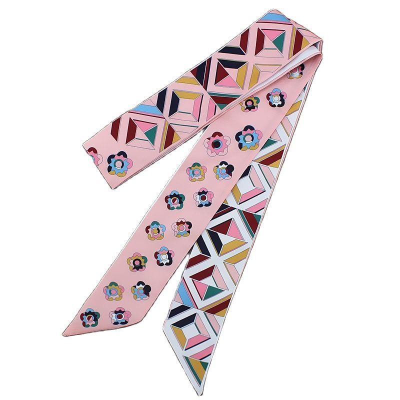 

Scarves Twill Silk Small Long Woman Scarf Little Flower Printed Fashion Headband Bag Ribbon For Ladie