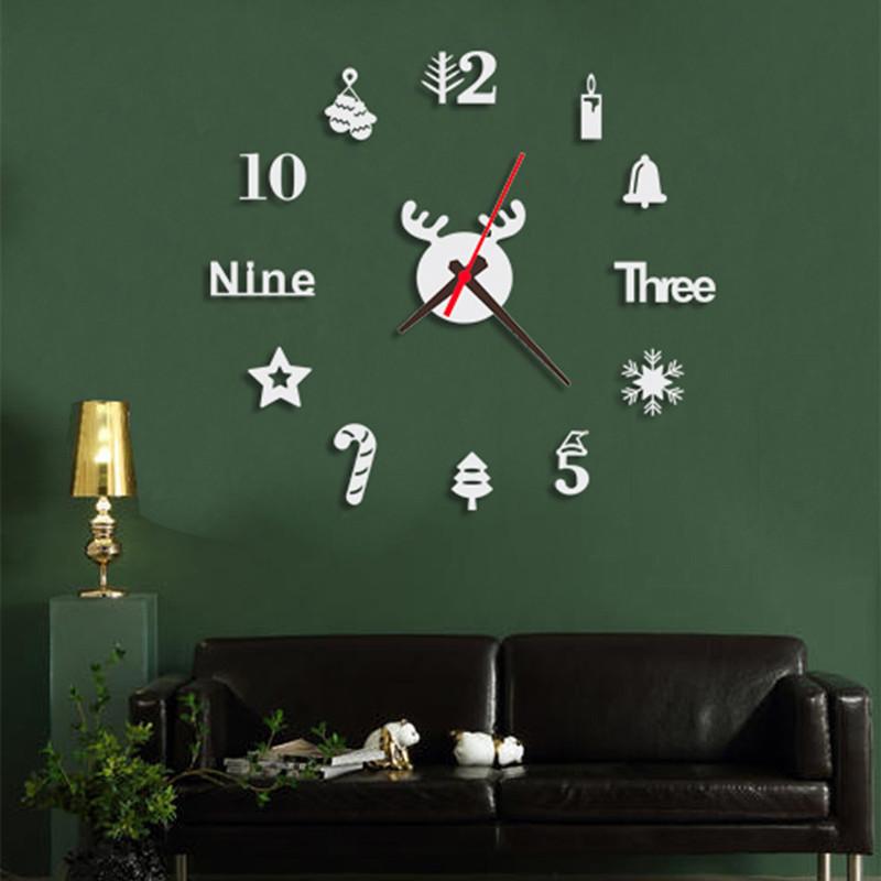

3D DIY Large Wall Clock Modern Design Silent Wall Sticker Clock Acrylic Mirror Self Adhesive Clocks Living Room Home Decor