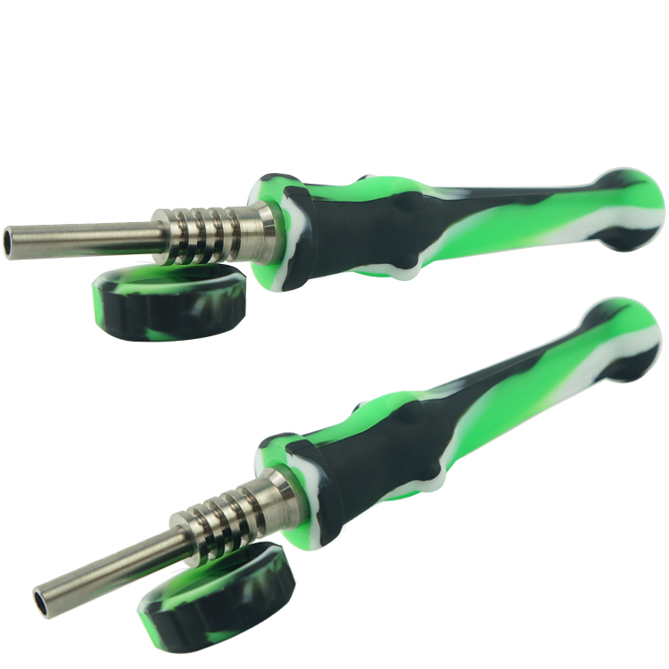

Latest Smoke Hand Pipe New design Silicone nectar collector Unbreakable Silicone Dab Oil Rig Concentrate with 14mm Titanium Nail