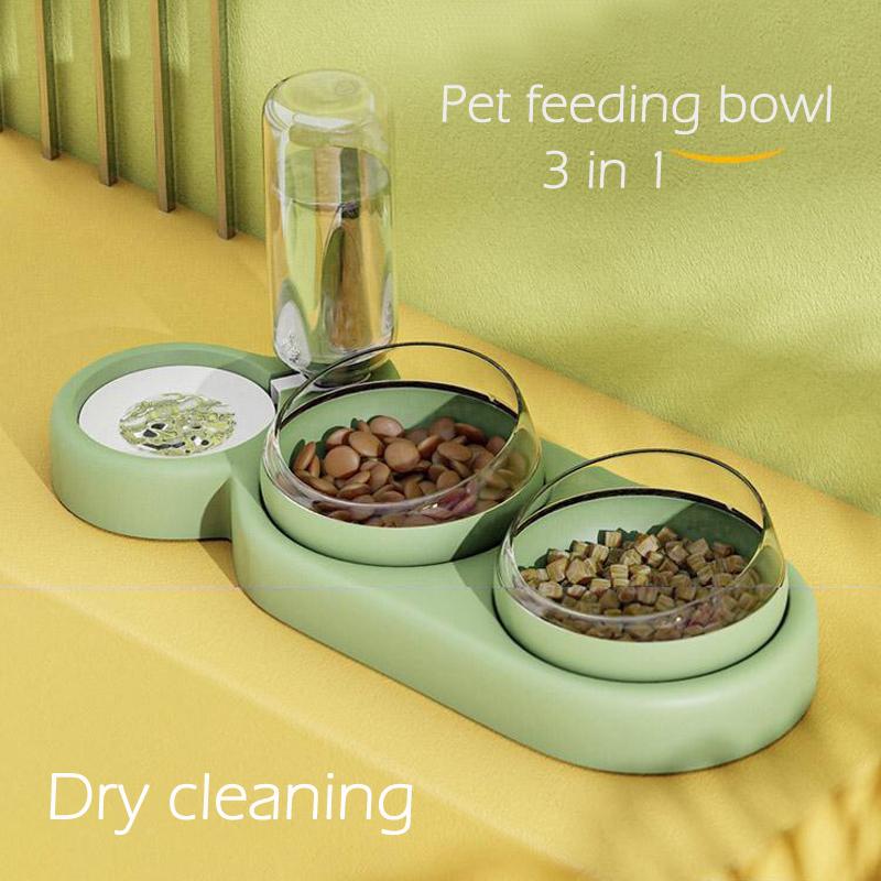 

Cat Bowls & Feeders Dog Bowl Feed Water Feeder Double For Cats Supplies Automatic 3-in-1 Food With Fountain Pet Items