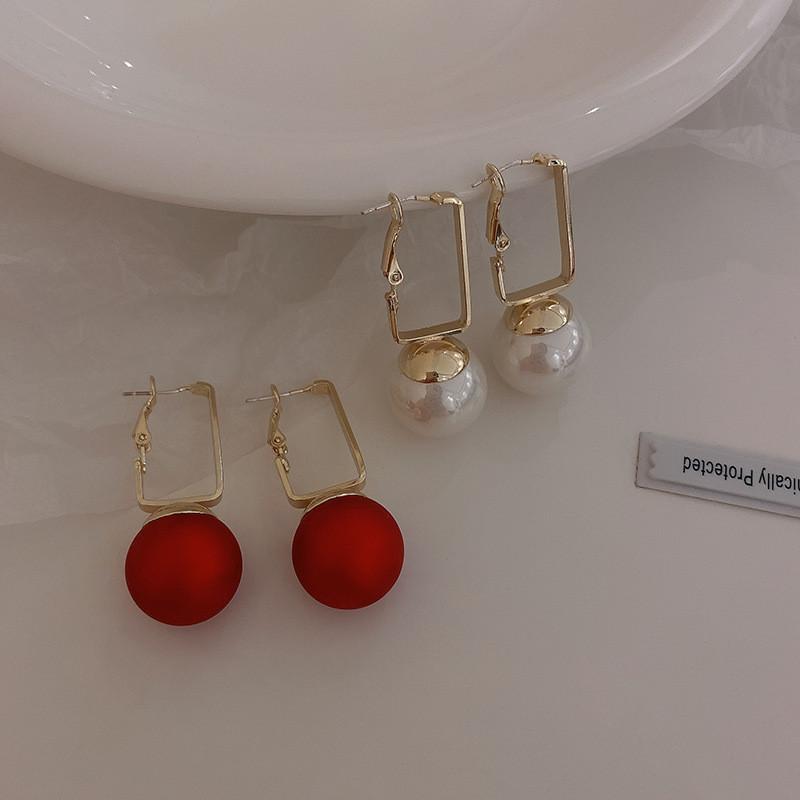 

Dangle & Chandelier 2021 Europe And America Red Simulated Pearl Vintage Statement Earrings For Women Fashion Jewelry Personality Pendientes