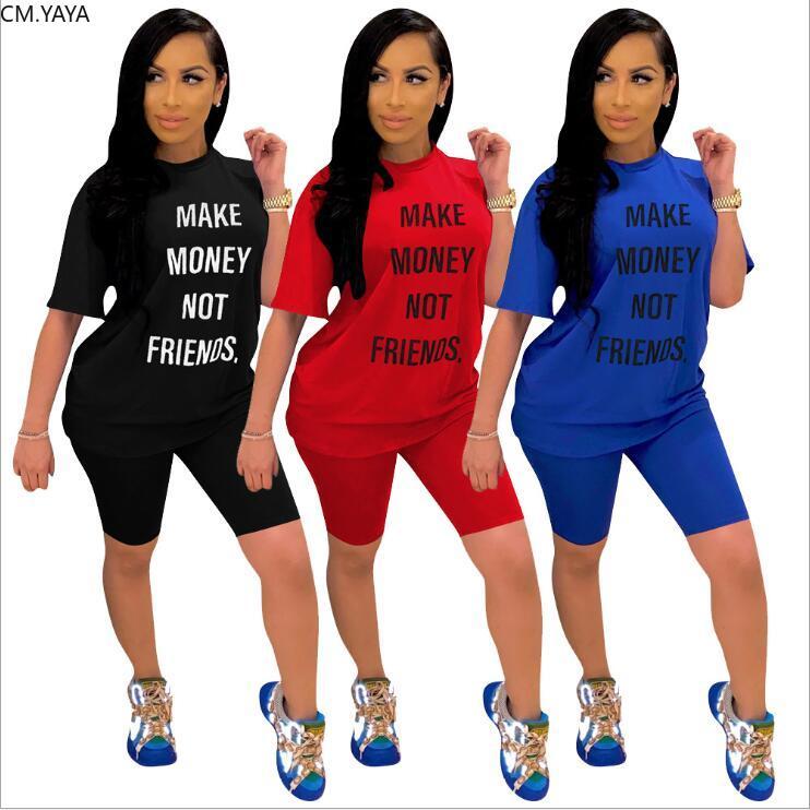 

2021 Summer Women Two Pieces Sets Tracksuits Letter Print Short Sleeve Tops Shorts Suit Fitness Sporty Club 2 Pcs Outfit GL1327, Black