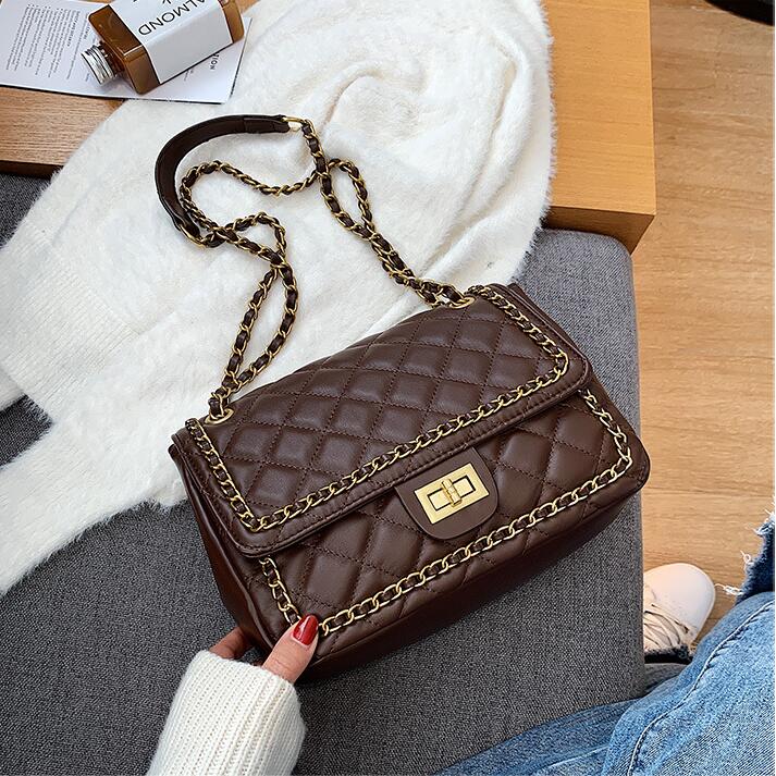 

Factory wholesale women handbag classic plaid leather shoulder bag chain decoration womens messenger bags Joker leathers fashion handbags