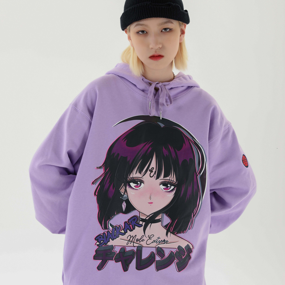 

2021 New Lazy Laser Gradient Reflective Hip Hop Hoodie Men's European and American Harajuku Couple's Sweatshirt Btgi, Black