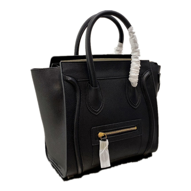 

MINI LUGGAGE 31CM Genuine Calfskin Bag Litchi Grain Leather Handbag Celin Brand Smile Face Lady Totes Luxury Designer Two Handles Shopping B