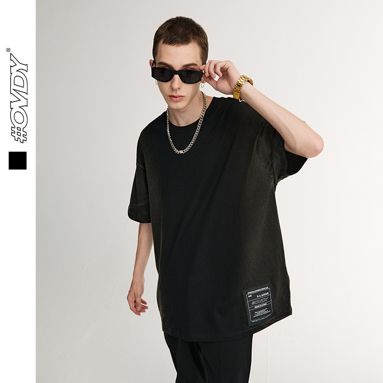 

wxwovdy men's clothing 2021 spring and summer new products street fashion personality heavy industry tie dye gradual loose t-shirt shor, White;black