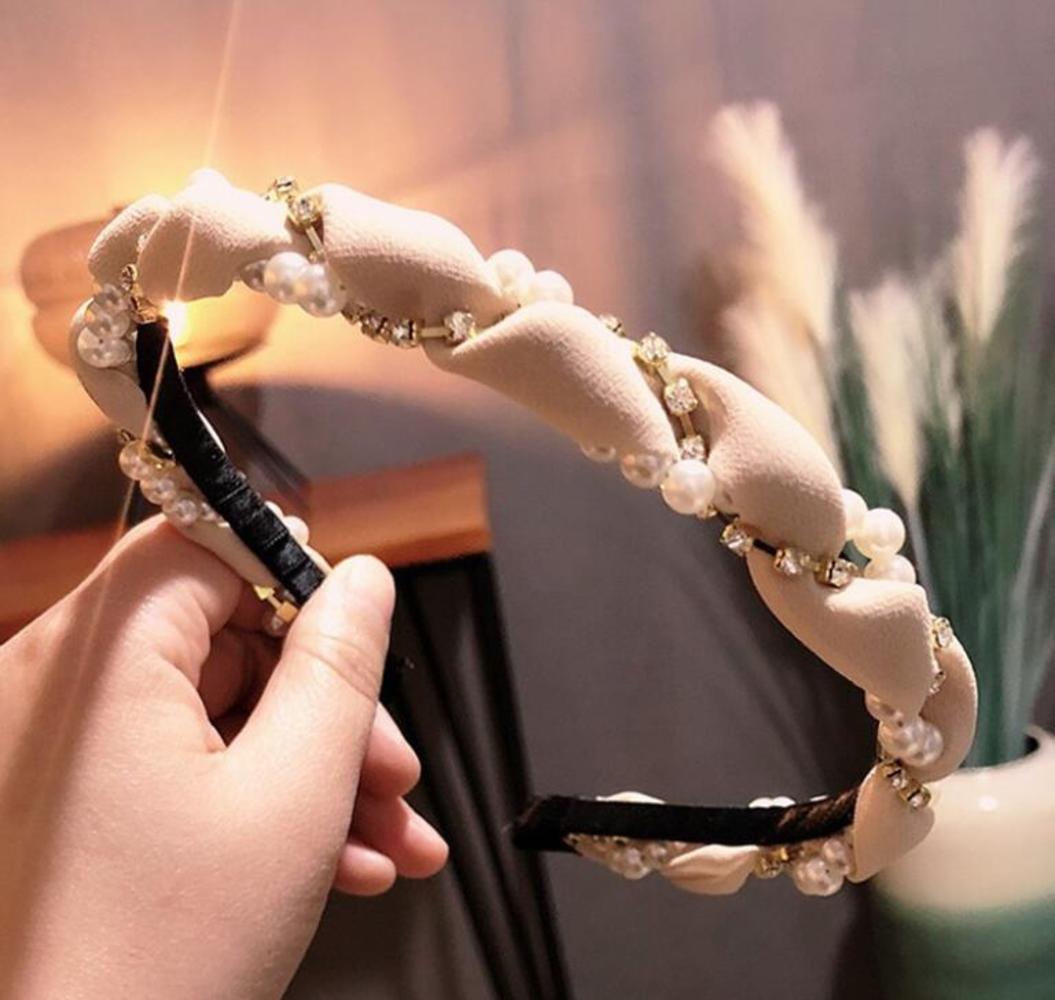 

Winding Hairpin Pregnant Headband Cute Hair Accessories Women For Pearl Hair Band Girls Glamorous Rhinestone, Mixed colors