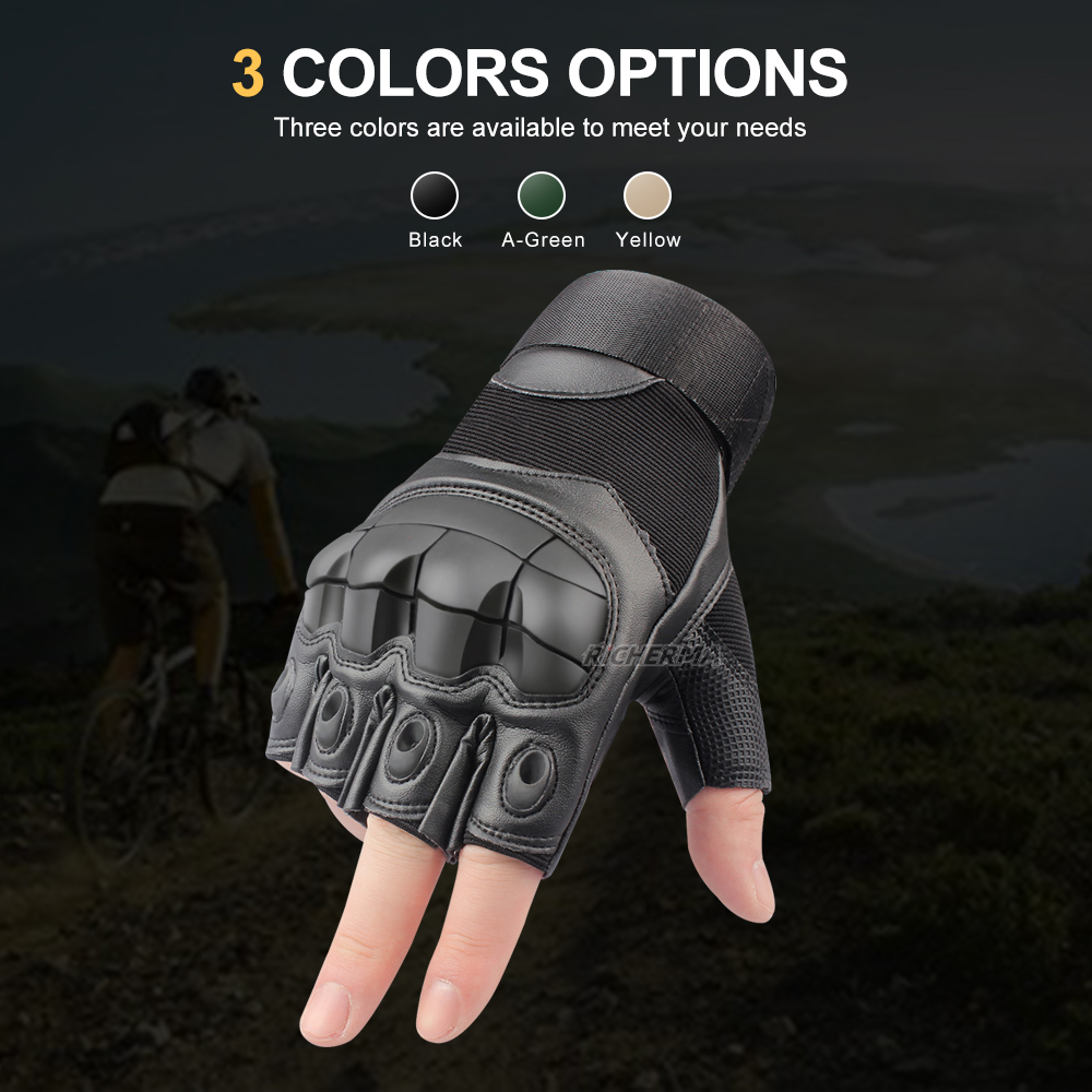 

Hard Knuckles Motorcycle Fingerless Gloves Leather Protective Gear Motocross Motorbike Scooter Moto Cycling Biker Racing Ridingg