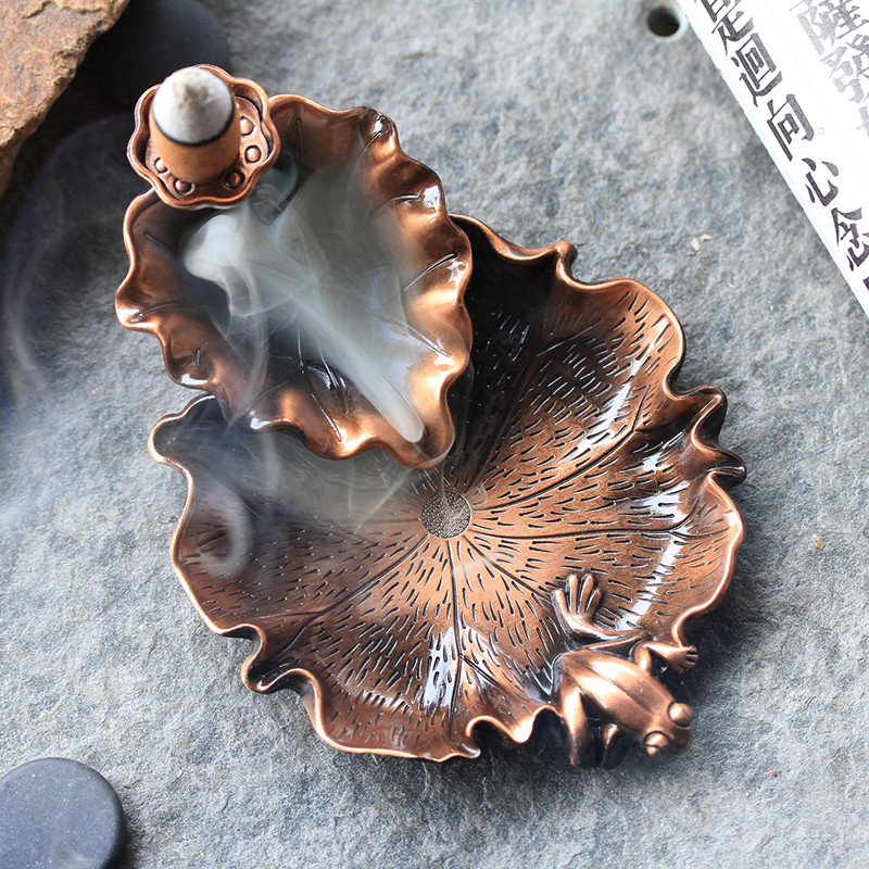

Vintage Lotus Backflow Incense Burner Creative Incense Holder Waterfall Aromatherapy Censer Home Decor Office Craft +20pcs Cones