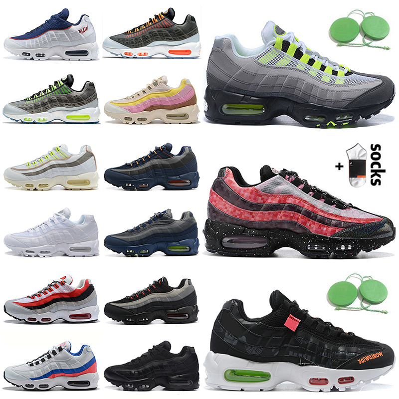 

95 Running Shoes Men Women 95s Yin Yang OG Neon Grape Alien Splatter Cherry Blossom Volt Chicago Worldwide Triple White Black Trainers Sneakers, Original box