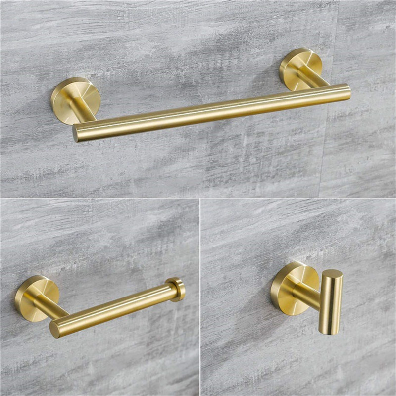 

2021 New Hardware Set, Brushed Gold Towel Rail,towel Rack, Paper Holder,toilet Hanger,towel Bar,robe Hook Bathroom Accessory Set Ln44