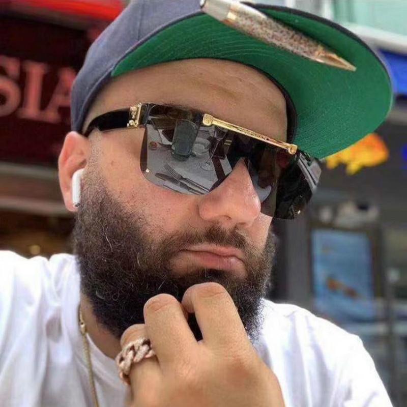 

Sunglasses 2021 Vintage Punk Flip Men Sun Glasses Women One Piece Rimless Square Shades Male Hip Hop Visor Eyewear