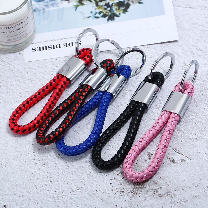 

Simple Weave Key ring Ancient silver Bronze rings keychain bag hangs for women men fashion jewelry will and sandy black red blue