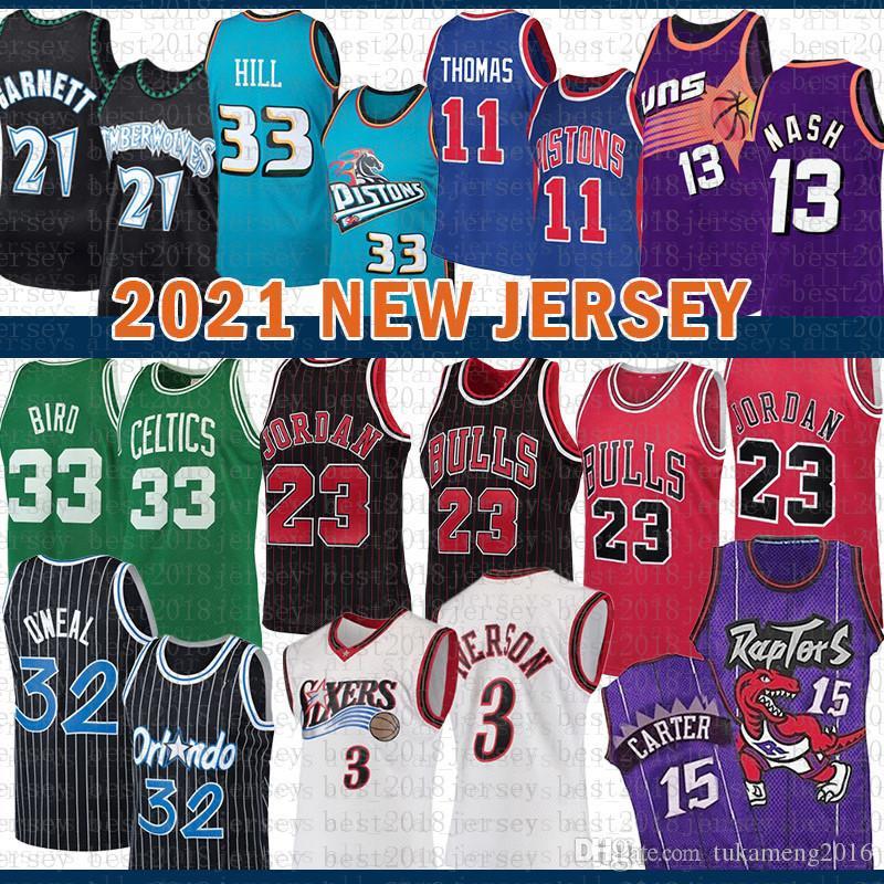 

Vince 23 3 Allen Carter Larry Iverson Bird Jersey Grant Isiah Hill Thomas Penny Shaquille Hardaway O'Neal Steve Bull Nash Garnett Blue, Black;red
