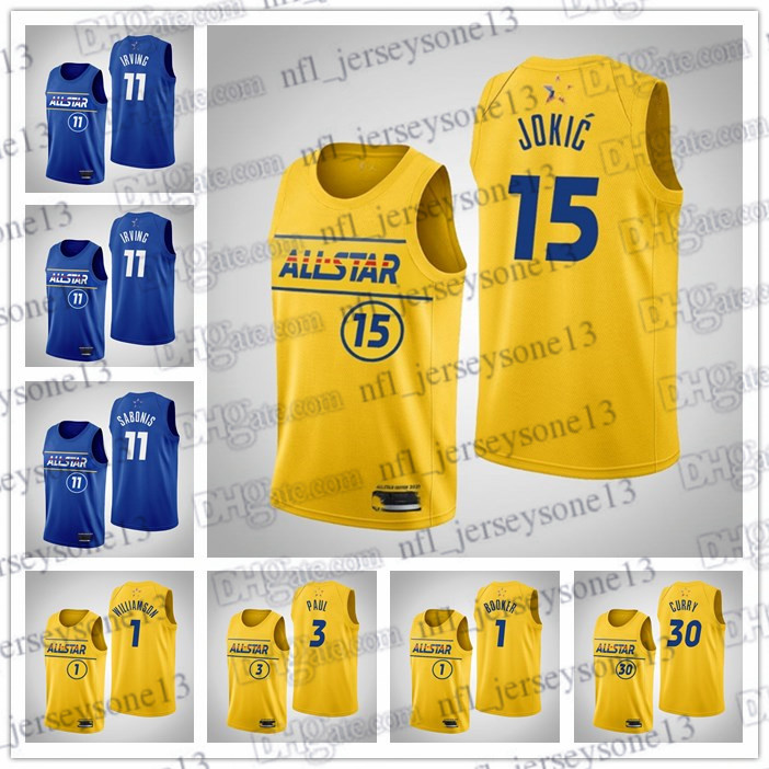 

Custom Mens women youth 76ers irving jokic sabonis williamson paul booker blue harden gold ben 2021 all star eastern Basketball jersey, Black