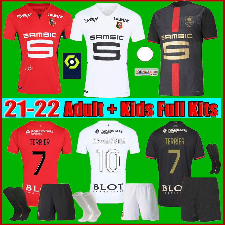 

Rennes 21  Stade Rennais fc soccer Jerseys 2021 2022 Doku TERRIER BOURIGEAUD Guirassy CAMAVINGA 120th PLAYER VERSION football shirts men + kids kit, Army green