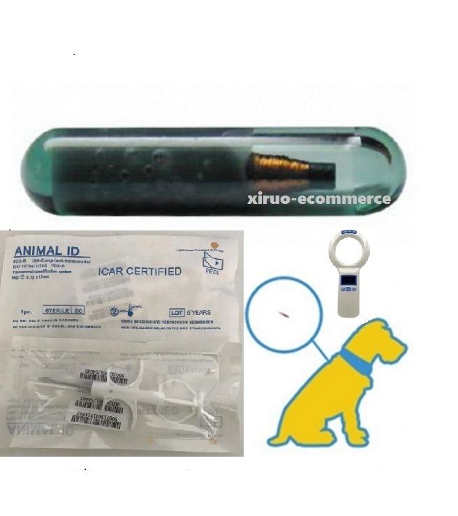 

XIRUOER Non-medical Pure White pet id Tags injectable animal tracking microchip with syringe universal glass tag 134.2KHZ implant rfid pet microchip FDX-B for animals