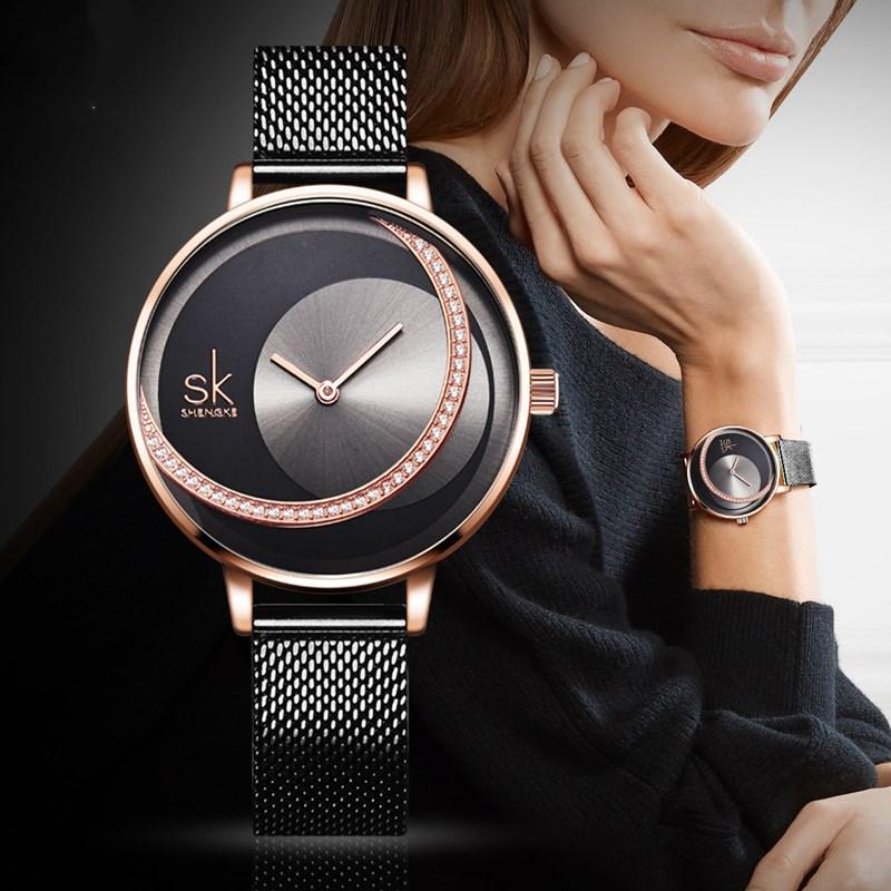 

Wristwatches 2021 Women Watch Fashion Ladies Luxury Leather Strap Quartz Casual Formal Micro-set Zircon Rose Gold Watches