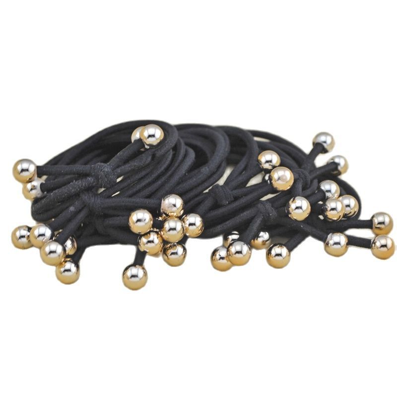 Lots 100 Pcs Gold Ball Hair Bands Double Layer Ponytail Holder Rubber Elastic Accessories Girls Women Tie Gum-image-706599685