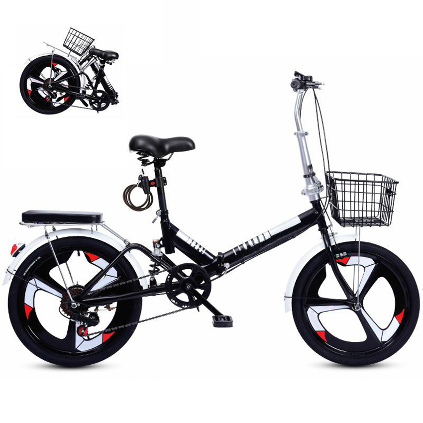 

20 Inch Foldable Ultra-Light Bicycle Six Variable Speed Portable Bicycle Shock Absorption Non-Slip Road Bike for Adult Children, Multi-color